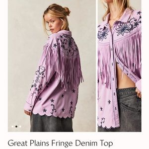 Brand new!Free people fringe pink button up shirt